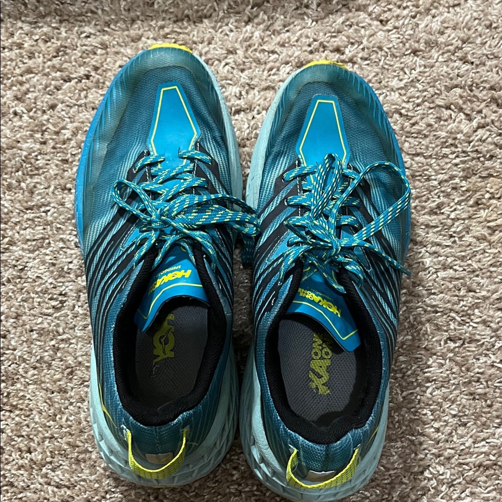 Hoka speedgoat Blue and Yellow Athletic Shoes